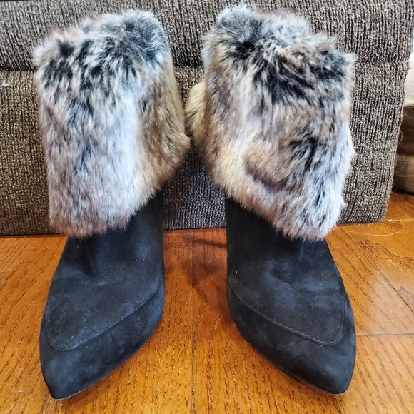 Via Spiga Vero Cucio Faux Fur High Heels Leather Boots Sz 11 - Picture 3 of 11